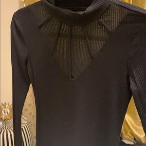 Tight black plunge top